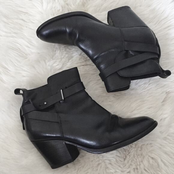 rag & bone Black Leather Strappy ankle Boots Dalton Booties 39.5 - Picture 2 of 8